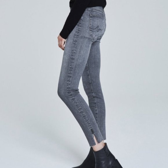 AG Jeans Grey Prima Cigarette Ankle Jeans - Sz 27 - Split Hem - Picture 2 of 5